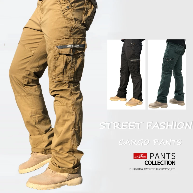 BAPAI Men's Fashion Work Pants Outdoor Wear-resistant Mountaineering Trousers Work Clothes Street Fashion Cargo Pants