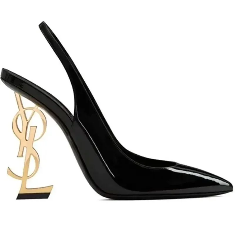 Women's Casual Sandals 2024 Summer New Sexy Pointed Letter Heels Designer Outdoor Banquet Party Catwalk Women's Stiletto Heels