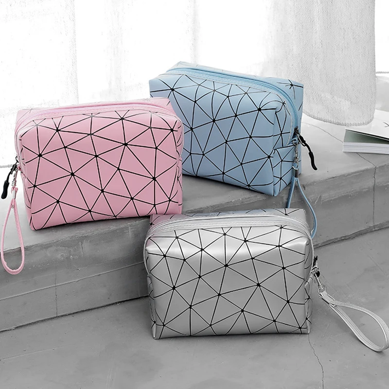 PU Fashion Toiletry Bags For Women Korean Cosmetics Storage Organizer Washbag Bags For Women Travel Cosmetic Shell Bag