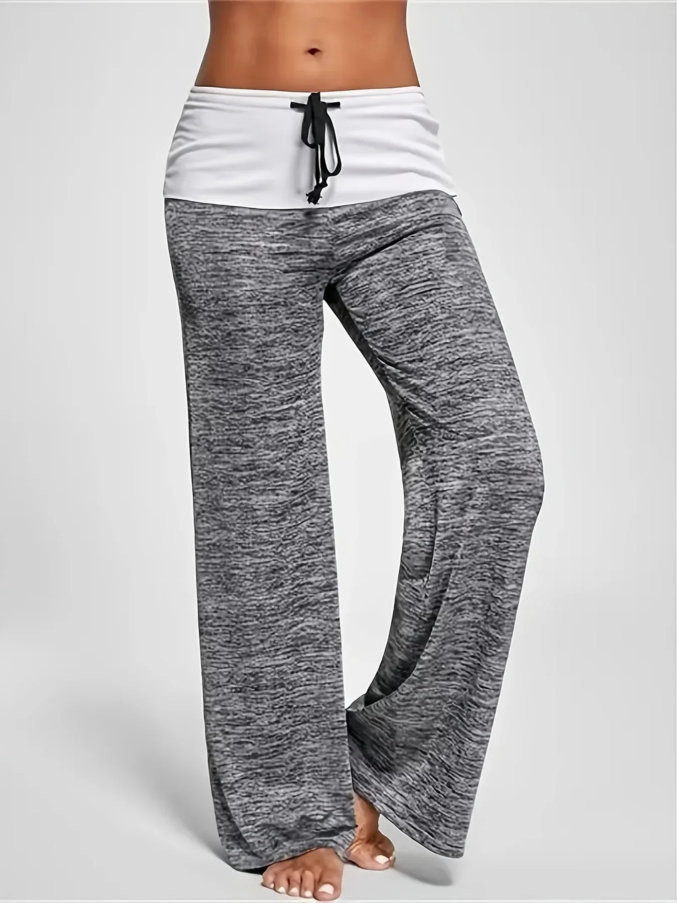 Plus Size 1XL-5XL Women's Casual Loose Drawstring Splicing Loose Pants Ladies Fashion Wide Leg Stretch Yoga Pants